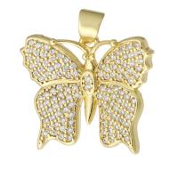 Cubic Zirconia Micro Pave Brass Pendant Butterfly gold color plated fashion jewelry & DIY & micro pave cubic zirconia golden Approx 3mm Sold By Lot