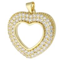 Cubic Zirconia Micro Pave Brass Pendant Heart gold color plated fashion jewelry & DIY & micro pave cubic zirconia golden Approx 3mm Sold By Lot