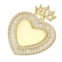 Cubic Zirconia Micro Pave Brass Pendant Heart gold color plated fashion jewelry & DIY & micro pave cubic zirconia golden Approx 1mm Sold By Lot