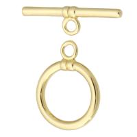 Chiusura Toggle in ottone, placcato color oro, gioielli di moda & DIY, dorato, 16*20.5*2mm,24*7*2mm, Foro:Appross. 2mm, 10Setsinsieme/lotto, Venduto da lotto