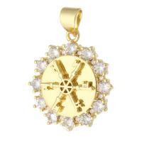 Cubic Zirconia Micro Pave Brass Pendant gold color plated fashion jewelry & DIY & micro pave cubic zirconia golden Approx 3.5mm Sold By Lot