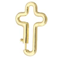 Mässing Fjäderspänne, Cross, guldfärg pläterade, mode smycken & DIY, gyllene, 14x22x2mm, 10PC/Lot, Säljs av Lot