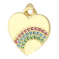 Cubique Pendentif en laiton zircon pavent, Placage de couleur d'or, bijoux de mode & DIY & pavé de micro zircon, multicolore, 18x19x2mm, Trou:Environ 3mm, 10PC/lot, Vendu par lot