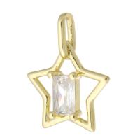 Cubic Zirconia Micro Pave Brass Pendant Star gold color plated fashion jewelry & DIY & micro pave cubic zirconia golden Approx 2mm Sold By Lot