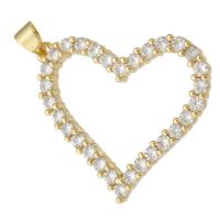 Cubic Zirconia Micro Pave Brass Pendant Heart gold color plated fashion jewelry & DIY & micro pave cubic zirconia golden Approx 3mm Sold By Lot