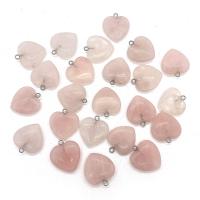 Rose Quartz Privjesak, s Cink Alloy, Srce, srebrne boje pozlaćen, različite veličine za izbor, roze, Prodano By PC