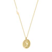 Colar de aço titânio, Partículas de aço, with 1.97inch extender chain, cromado de cor dourada, joias de moda & para mulher, dourado, 15mm, comprimento Aprox 17.72 inchaltura, vendido por PC