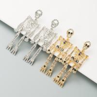 Rhinestone Earring Zinc Alloy Skull fashion jewelry & for woman & with rhinestone nickel lead & cadmium free Sold By Pair