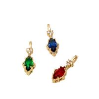 Μενταγιόν Cubic Zirconia (CZ) Brass, Ορείχαλκος, με Cubic Zirconia, Teardrop, επιχρυσωμένο, DIY, περισσότερα χρώματα για την επιλογή, νικέλιο, μόλυβδο και κάδμιο ελεύθεροι, 7x19mm, 10PCs/Παρτίδα, Sold Με Παρτίδα