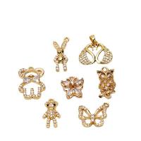 Befestigter Zirkonia Messing Anhänger, Tier, goldfarben plattiert, DIY & verschiedene Stile für Wahl & Micro pave Zirkonia, keine, frei von Nickel, Blei & Kadmium, 10PCs/Menge, verkauft von Menge