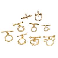 Chiusura Toggle in ottone, placcato color oro, DIY & stili diversi per la scelta & Micro spianare cubic zirconia, nessuno, assenza di nichel,piombo&cadmio, 10PC/lotto, Venduto da lotto