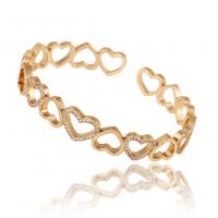 Messing Manchet Bangle, gold plated, Verstelbare & micro pave zirconia & voor vrouw & hol, 60mm, Verkocht door PC