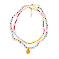 Seed verre collier de perles, alliage de zinc, avec Seedbead & plastique & perle de plastique, Alliage de zinc fermoir homard, pour femme, couleurs mélangées, 25mm, Longueur 47.2-56 cm, Vendu par PC