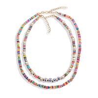 Glass Seed Beads Ketting, Zinc Alloy, met Seedbead & Polymer Clay & Plastic Pearl, voor vrouw, gemengde kleuren, Lengte 55.5 cm, Verkocht door PC