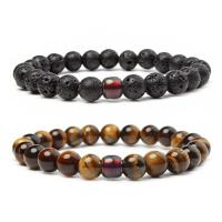 Edelsteen armbanden, Natuursteen, met Hars, Ronde, verschillende materialen voor de keuze & uniseks & mood emaille, meer kleuren voor de keuze, 8mm, Lengte Ca 7.5-8.5 inch, Verkocht door PC