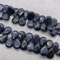 Blue Goldstone Beads, Blauwe zandsteen, Traan, gepolijst, DIY, blauw, 10x12mm, Ca 28pC's/Strand, Per verkocht Ca 17 cm Strand