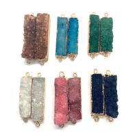 Is Quartz Agate Connetor, Ice Quartz Agate, med Messing, Rektangel, guldfarve belagt, du kan DIY, flere farver til valg, 11x41-11x47mm, Solgt af PC