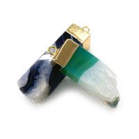 Pendentif en agate de quartz glacé, agate quartz de glace, avec laiton, Irrégulière, Placage de couleur d'or, DIY, plus de couleurs à choisir, 12x32-12x48mm, Vendu par PC