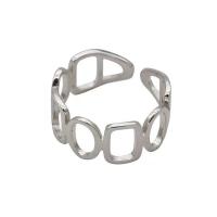 liga de zinco Cuff Ring Finger, cromado de cor prateada, 2 peças & ajustável & para mulher, níquel, chumbo e cádmio livre, tamanho:6-8, vendido por Defina