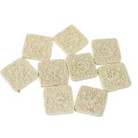 Bead, Square, snidade, beige, 47x47x9mm, 9PC/Strand, Såld Per Ca 17 inch Strand