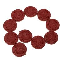 goutte, Plat rond, sculpté, rouge foncé, 41x41x12mm, Trou:Environ 3mm, 10PC/brin, Vendu par Environ 17 pouce brin