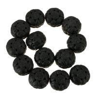 goutte, sculpté, noire, 30x30x21mm, 13PC/brin, Vendu par Environ 16 pouce brin