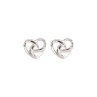 Boucle d'oreille dormeuse en alliage de zinc, Alliage de zinc puce boucle d'oreille, coeur, Placage, pour femme, argent, 3-25mm, Vendu par PC