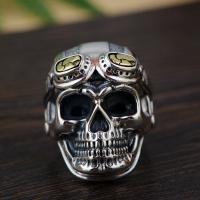 Anillo de Aleación de Zinc, Calavera, chapado, para hombre, plateado, 17mm, Vendido por UD