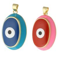 Brass Jewelry Pendants gold color plated fashion jewelry & DIY & evil eye pattern & enamel Approx 3mm Sold By Lot