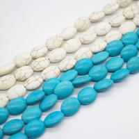 Syntetický Turquoise Korálek, Flat Oval, DIY & různé velikosti pro výběr, více barev na výběr, Prodáno za Cca 14.96 inch Strand