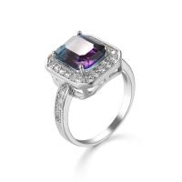 Kubieke zirconia messing ringen, platinum plated, mode sieraden & verschillende grootte voor keus & voor vrouw & met zirkonia, hyacinthine, 15x13mm, Verkocht door PC