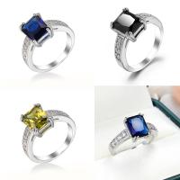 Cubic Zircon Messing fingerring, platin farve forgyldt, mode smykker & forskellig størrelse for valg & for kvinde & med cubic zirconia, flere farver til valg, Solgt af PC