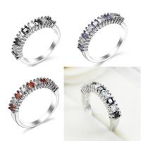 Cubic Zircon Messing fingerring, platin farve forgyldt, mode smykker & forskellig størrelse for valg & for kvinde & med cubic zirconia, flere farver til valg, Solgt af PC