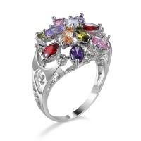 Cubic Zircon Brass Finger Ring ring shape platinum color plated fashion jewelry & Unisex & with cubic zirconia Sold By PC