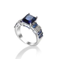 Ciúbach Siorcón Prás Finger Ring, cruth fáinne, dath platanam plátáilte, jewelry faisin & unisex & méid éagsúla do rogha & le zirconia ciúbach, sapphire, Díolta De réir PC