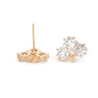 Clou boucle d'oreille en laiton, avec zircon cubique, 14K rempli d’or, bijoux de mode & styles différents pour le choix & boucle de 1/1, plus de couleurs à choisir, protéger l'environnement, sans nickel, plomb et cadmium, Vendu par paire