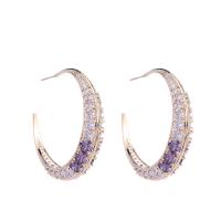 Ciúbach Zirconia Micrimhilseogra réiteodh Earring Prás, Litir C, plátáilte, micrea réiteach zirconia ciúbach & do bhean, dathanna níos mó le haghaidh rogha, nicil, luaidhe & caidmiam saor in aisce, 43x45mm, Díolta De réir Péire