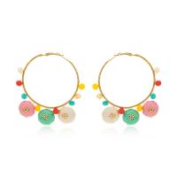 Zinc Alloy Hoop Earring, med Plastic, mode smykker & for kvinde, gylden, nikkel, bly & cadmium fri, 63x50mm, Solgt af par