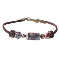 Pulsera de Porcelana, con cordón poliéster & aleación de zinc, aleación de cinc cierre de langosta, para mujer, más colores para la opción, longitud aproximado 21 cm, Vendido por UD