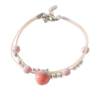 Pulsera de Porcelana, con cordón poliéster & aleación de zinc, aleación de cinc cierre de langosta, hecho a mano, para mujer, más colores para la opción, longitud aproximado 21 cm, Vendido por UD