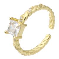 Cúbicos Circonia Micro Pave anillo de latón, metal, chapado en color dorado, Ajustable & Joyería & micro arcilla de zirconia cúbica & para mujer, dorado, 6mm, tamaño:7, 10PCs/Grupo, Vendido por Grupo