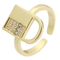 metal Anillo de dedo Cuff, Cierradura, chapado en color dorado, Ajustable & Joyería & micro arcilla de zirconia cúbica & para mujer, dorado, 10x15mm, tamaño:6.5, 10PCs/Grupo, Vendido por Grupo