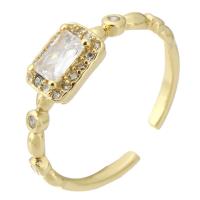 metal Anillo de dedo Cuff, chapado en color dorado, Ajustable & Joyería & micro arcilla de zirconia cúbica & para mujer, dorado, 6mm, tamaño:7, 10PCs/Grupo, Vendido por Grupo