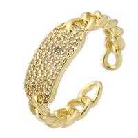 laiton Cuff Bague, Placage de couleur d'or, Réglable & bijoux de mode & pavé de micro zircon & pour femme, doré, 6.50mm, Taille:7, 10PC/lot, Vendu par lot