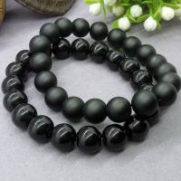 Black Stone Armband, Ronde, anti-vermoeidheid & verschillende stijlen voor de keuze & voor de mens & glad & frosted, zwart, Lengte Ca 18 cm, Verkocht door PC