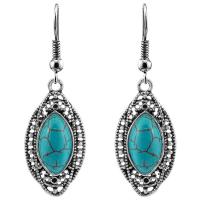 Zinc Alloy Drop Earrings with Turquoise Horse Eye silver color plated vintage & for woman & hollow blue nickel lead & cadmium free Approx Sold By Bag