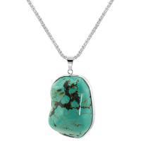 Fashion Turquoise Ketting, Natuurlijke Turquoise, met Messing, met 2.56Inch extender keten, Onregelmatige, silver plated, Vintage & voor paar, blauw, 30-40mmx40-50mm, Lengte Ca 18.11 inch, Ca 12pC's/Bag, Verkocht door Bag