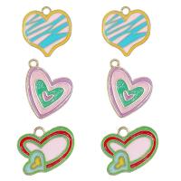 Zinc Alloy Enamel Pendants Heart gold color plated DIY nickel lead & cadmium free   Sold By Bag