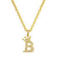 Collier en laiton cubique Zircon Micro Pave, avec 1.97 chaînes de rallonge, Lettre d’alphabet, Placage de couleur d'or, DIY & styles différents pour le choix & pavé de micro zircon, doré, protéger l'environnement, sans nickel, plomb et cadmium, 28mm, Longueur 17.72 pouce, Vendu par PC