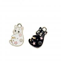 Zinc Alloy Enamel Pendants Cat gold color plated DIY nickel lead & cadmium free Sold By Bag